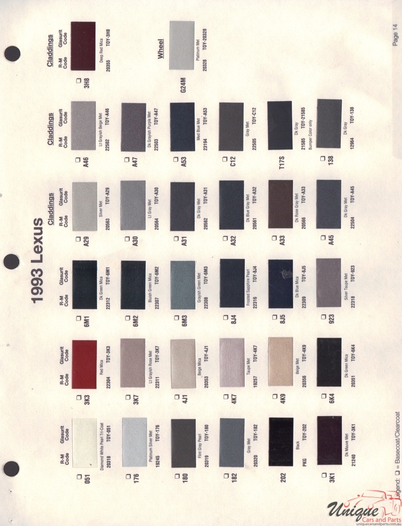 1993 Lexus Paint Charts RM